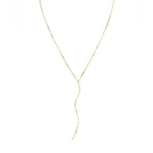 LANA Jewelry Nude Square Remix Lariat 14K Yellow Gold Necklace